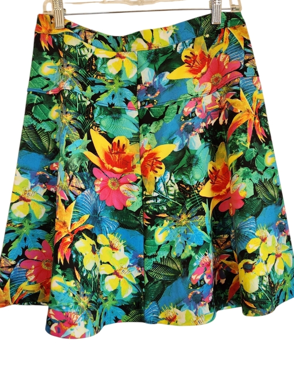 NWT Spense Tropical Floral A-Line Flare Skirt Vibrant Multicolor Size M Side Zip
